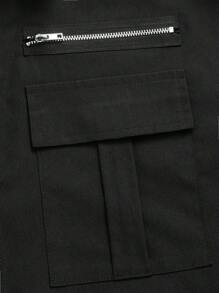 ROMWE MEN Goth Men Flap Pocket Zip Detail Shirt - Black - View 5
