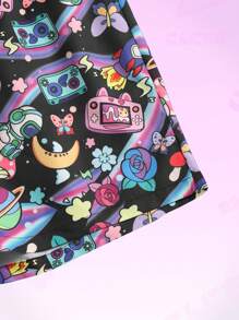 ROMWE MEN Anime Quần Short Nam Dây kéo Thắt nơ trước Hoạt hình Giải trí - Nhiều màu - Xem 4