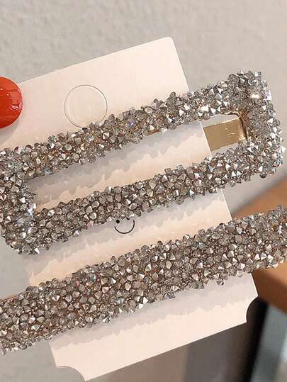 2个水钻装饰发夹，皇家皇冠造型，发饰，发卡，发夹，爪夹，发爪，派对造型，头部配饰