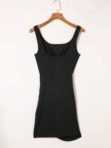 DOKOTOO Twist Front Cut Out Ruched Bodycon Dress - Black - View 8