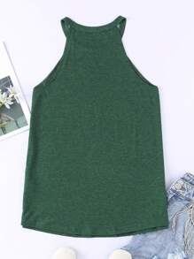 CILKOO Solid Halter Top - Green - View 5
