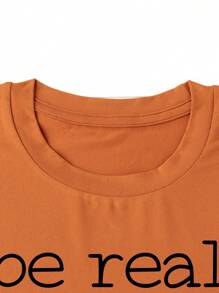 SHEIN LUNE Camiseta gráfica de verano para mujer con corazón y eslogan "Sé real, no perfecto"