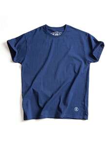 Hombres Camiseta con bordado de letra detalle - Azul Marino - Ver 5