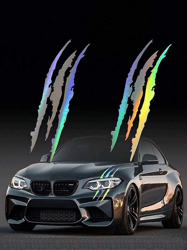 1pc Car Headlight Sticker Pawprints Decal Universal Scratch Mark Car Hood Sticker SHEIN USA