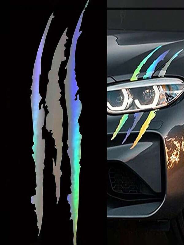 1pc Car Headlight Sticker Pawprints Decal Universal Scratch Mark Car Hood Sticker SHEIN USA