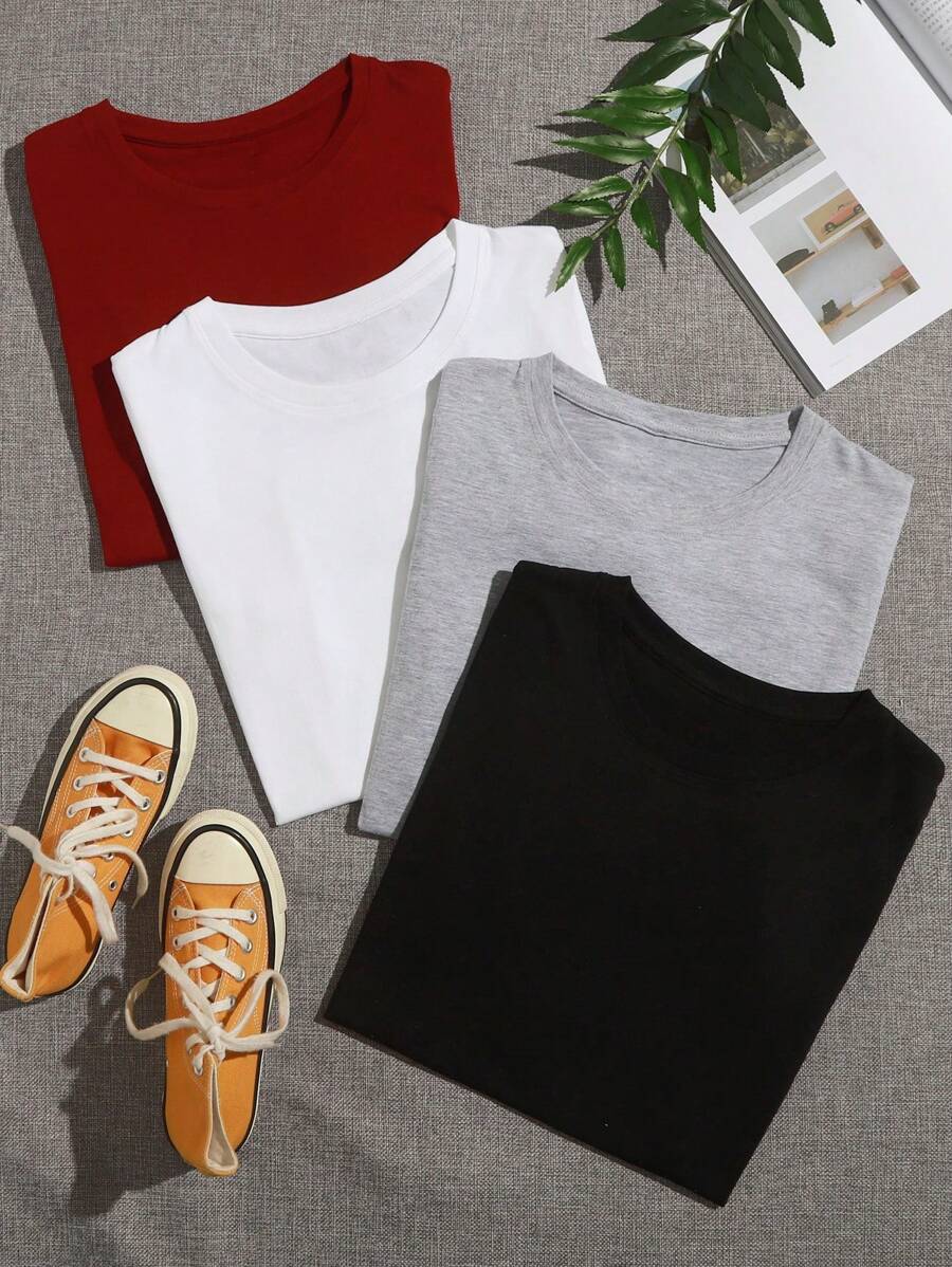 SHEIN Unity 4 Pack Short Sleeve Tee - Multicolor - View 1