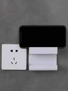 1pc Wall Mounted Adhesive Phone Holder - White - View 4