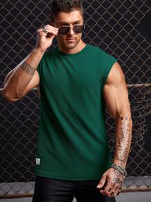 Manfinity RebelGame Men Letter Patched Detail Tank Top - Dark Green - View 3