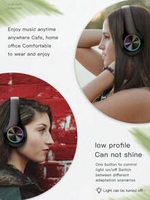 Audífonos Over-ear Con Luz Led De Respiración 7 Colores, Diseño Plegable, Ranura Para Tarjeta Microsd, Bajo Profundo, Usb C, Inalámbrico, Adecuado Para Teléfonos Móviles, Aprendizaje En Línea De Estudiantes, Regalo Asequible - Ver 8