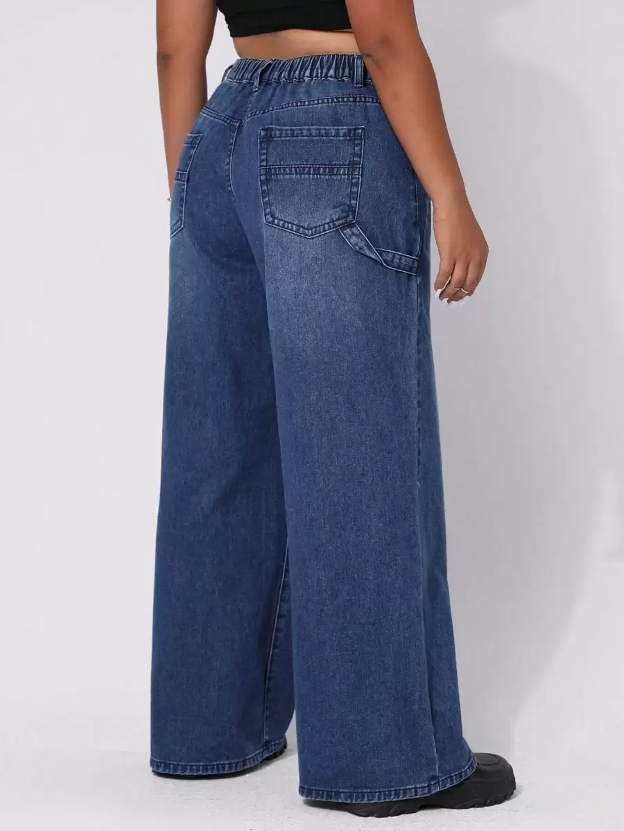 SHEIN EZwear Plus High Waist Wide Leg Jeans