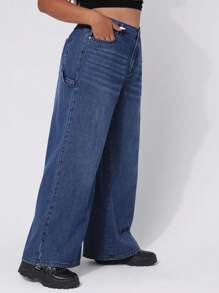 SHEIN EZwear Plus High Waist Wide Leg Jeans