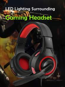 HIYIP LED Glowing Light 3.5MM Wired Stereo Sound Gaming Headset - Black - View 1