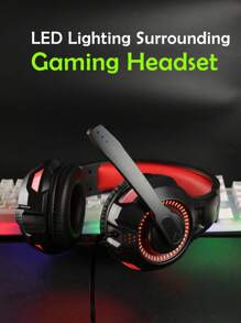 HIYIP LED Glowing Light 3.5MM Wired Stereo Sound Gaming Headset - Black - View 2