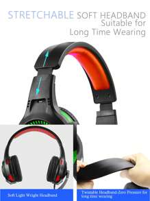 HIYIP LED Glowing Light 3.5MM Wired Stereo Sound Gaming Headset - Black - View 3