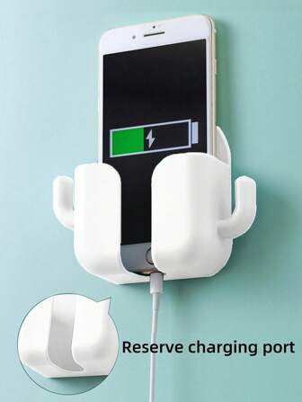 Wall-Mounted Phone Holder With Storage Box Multipurpose Adhesive Charging Rack Universal For All Phone Models
