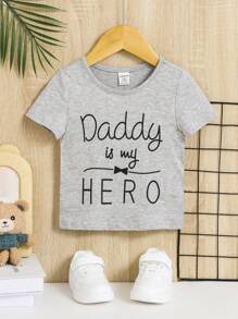 SHEIN Baby Boy Slogan Graphic Tee - Light Grey - View 1