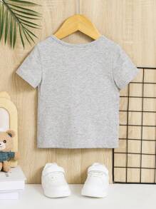 SHEIN Baby Boy Slogan Graphic Tee - Light Grey - View 2