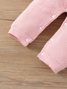 嬰兒娃娃領前蝴蝶結二合一連身褲 - 粉色 - 查看 5