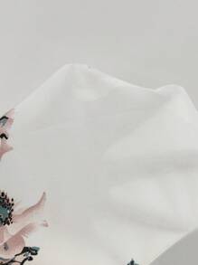 SHEIN Frenchy Floral Print Contrast Lace Blouse - White - View 6