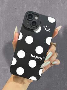 波點圖案手機殼 - 黑與白 - 查看 1