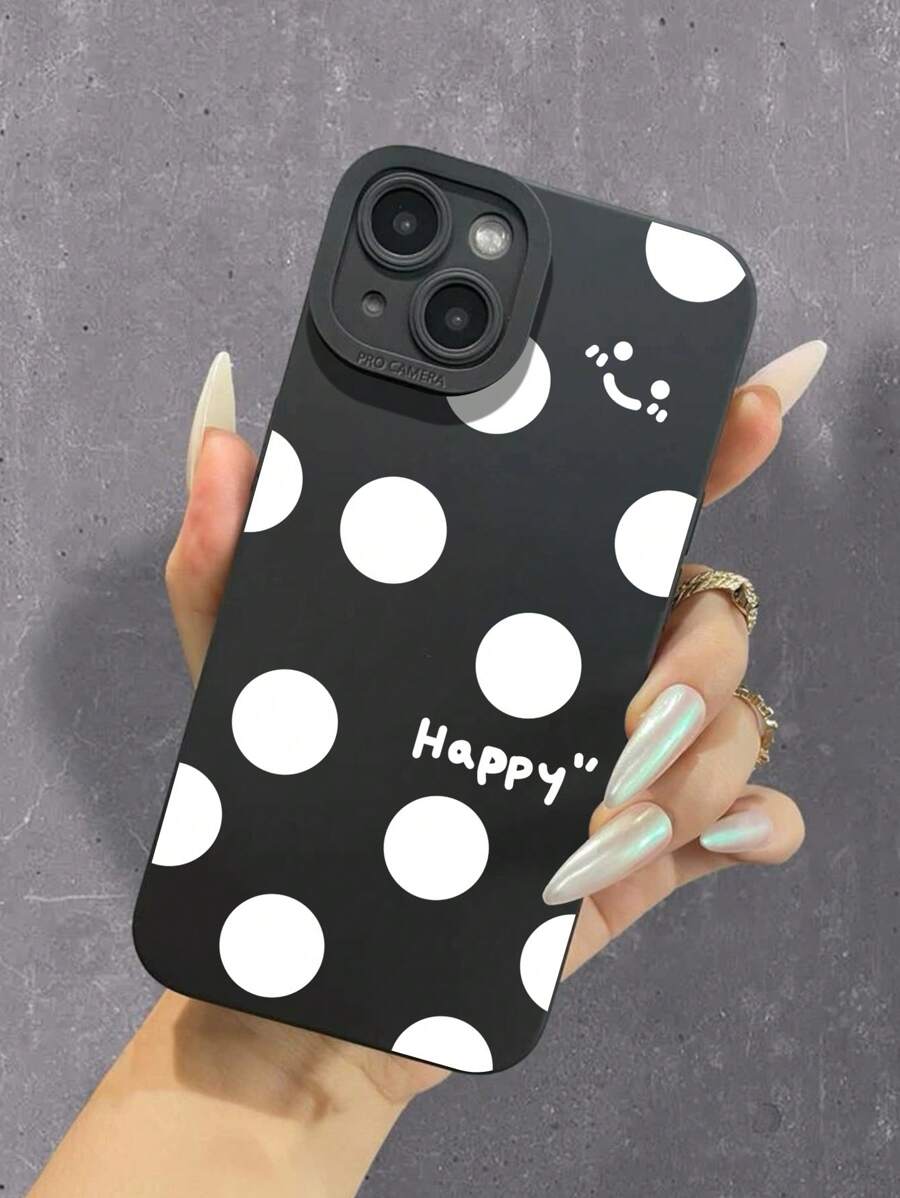 波點圖案手機殼 - 黑與白 - 查看 1
