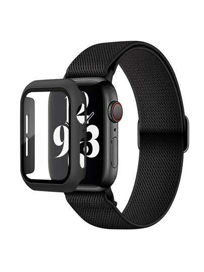 2pcs Solid Watchband & Case Set Compatible With Apple Watch