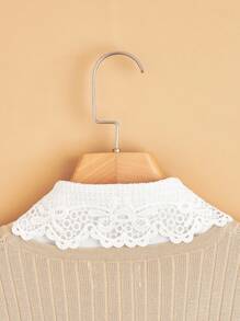 Cổ áo Dickey thêu hoa rỗng - trắng - Xem 2