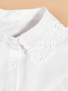 Cổ áo Dickey thêu hoa rỗng - trắng - Xem 4