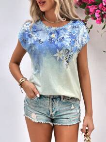 SHEIN LUNE 印花蝙蝠袖T恤 - 彩色 - 查看 1