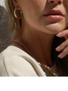 Hoa tai vòng tối giản - Vàng - Xem 3