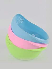 1入組PP瀝水籃,極簡素色果蔬瀝水籃 - 淺藍色 - 查看 4