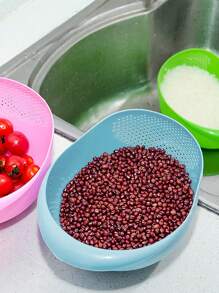 1入組PP瀝水籃,極簡素色果蔬瀝水籃 - 淺藍色 - 查看 6