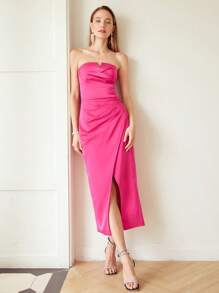 MOTF PREMIUM GATHERED STRAPLESS DRESS - Pink - View 4