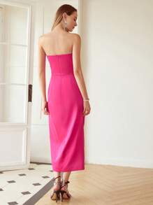 MOTF PREMIUM GATHERED STRAPLESS DRESS - Pink - View 7