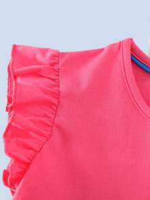 Toddler Girls Cartoon Graphic Ruffle Trim Smock Dress - Pink - View 4