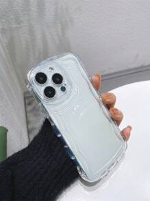 1入組波浪氣囊透明手機殼TPU防汗，防指紋，耐磨，不變色手機殼，與iPhone兼容 - 無色 - 查看 1