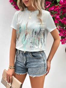 SHEIN LUNE Áo thun nữ Đồ họa Giải trí - Nhiều màu - Xem 3