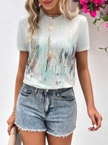 SHEIN LUNE Áo thun nữ Đồ họa Giải trí - Nhiều màu - Xem 4