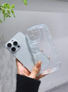 1入組波浪氣囊透明手機殼TPU防汗，防指紋，耐磨，不變色手機殼，與iPhone兼容 - 無色 - 查看 2