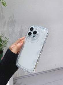 1入組波浪氣囊透明手機殼TPU防汗，防指紋，耐磨，不變色手機殼，與iPhone兼容 - 無色 - 查看 3