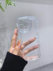 1入組波浪氣囊透明手機殼TPU防汗，防指紋，耐磨，不變色手機殼，與iPhone兼容 - 無色 - 查看 6