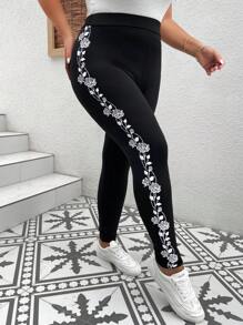 SHEIN LUNE Quần lót kích thước lớn Hoa Giải trí - màu đen - Xem 3