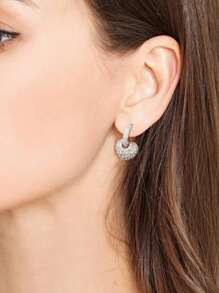 Cubic Zirconia Heart Drop Earrings - Yellow Gold - View 3