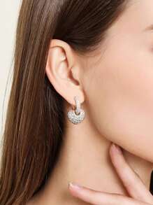 Cubic Zirconia Heart Drop Earrings - Yellow Gold - View 4