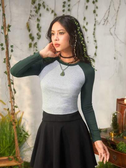 Color-block Raglan Sleeve Tee