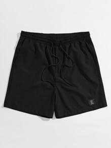 Manfinity VCAY Men Drawstring Waist Shorts - Black - View 1