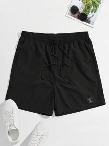Manfinity VCAY Men Drawstring Waist Shorts - Black - View 5