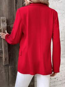 SHEIN Essnce Blazer unicolor con botón - Rojo - Ver 2