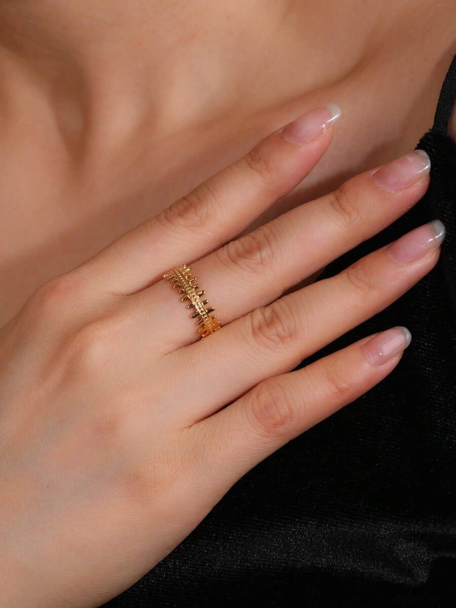 1 vòng tay kết cấu bằng thép không gỉ thời trang cho phụ nữ để trang trí hàng ngày - Vàng - Xem 1