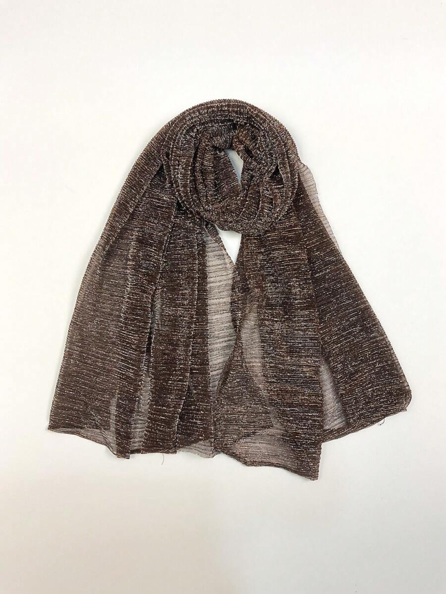 極簡薄透圍巾 - 咖啡棕 - 查看 1